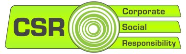 CSR - Yeşil arkaplan üzerine yazılmış kurumsal sosyal sorumluluk metni.