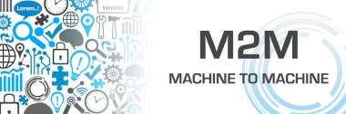 M2M - Metin ve ilgili sembollerle Makine to Machine konsept resmi.