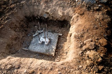 Holes with foundation pile, Prepared before building a house.