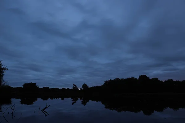 Lago Turfa Noite Terhorsterzand Países Baixos — Fotografia de Stock