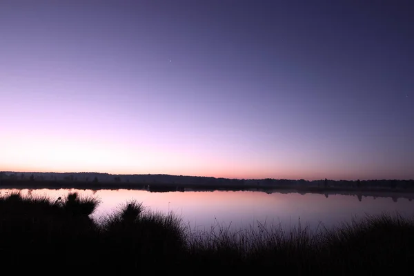 Dwingelderveld Países Baixos Setembro 2020 Piscina Turfa Amanhecer Dwingelderveld Países — Fotografia de Stock