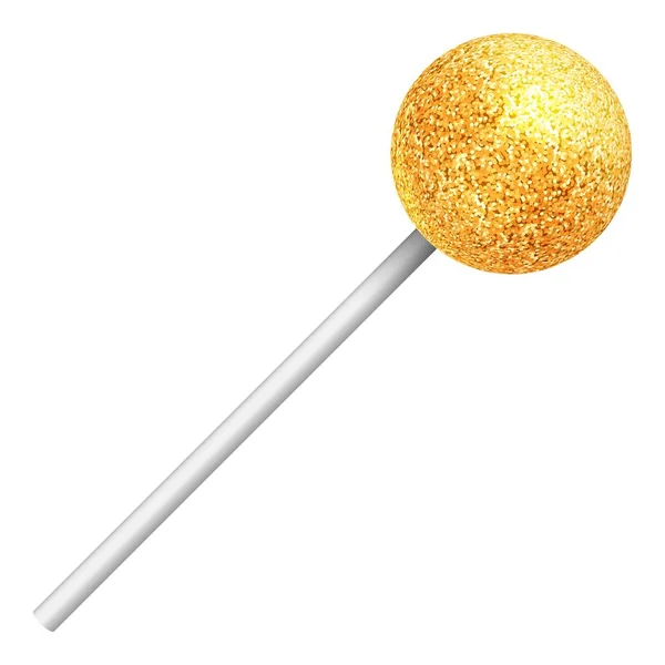 Gyllene lollipop på en pinne på en vit bakgrund. En realistisk sött godis. Vektorillustration — Stock vektor