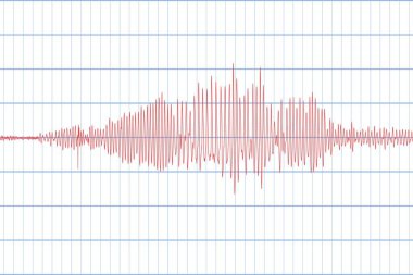 Sismograf ve deprem. Sismik aktivite. Yalan makinesi. Ses dalgası diyagramı. Vektör çizim
