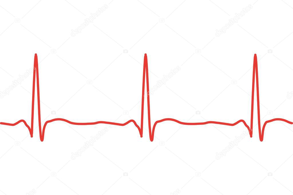 Heart line. Red heartbeat. Cardiogram health medical heartbeat pulse. Vector illustration