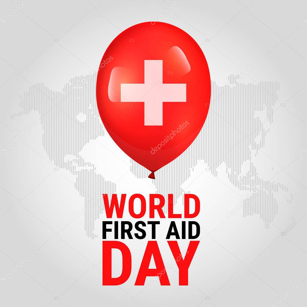 World First Aid Day. Global observance held on the second Saturday in September. Vector illustration