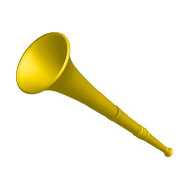 Sarı vuvuzela trompet futbol fanatiği. Beyaz bir arka plan üzerinde izole Vuvuzela. Vektör çizim
