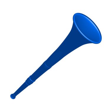 Mavi vuvuzela trompet futbol fanatiği. Beyaz bir arka plan üzerinde izole Vuvuzela. Vektör çizim