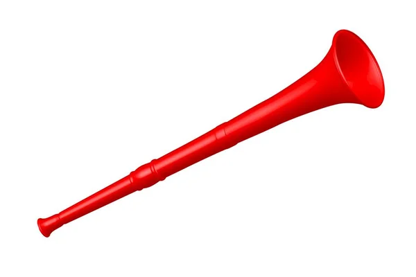 Rote Vuvuzela trompeten Fußballfan. Vuvuzela isoliert auf weißem Hintergrund. Vektorillustration lizenzfreie Stockillustrationen