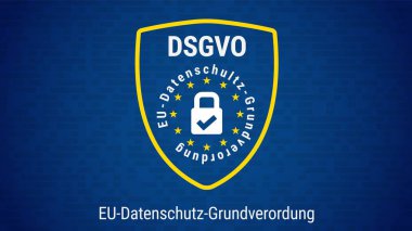 Dsgvo - Almanca Datenschutz-Grundverordnung. Genel veri koruma yönetmeliği. Avrupa Birliği bayrağı. Vektör çizim