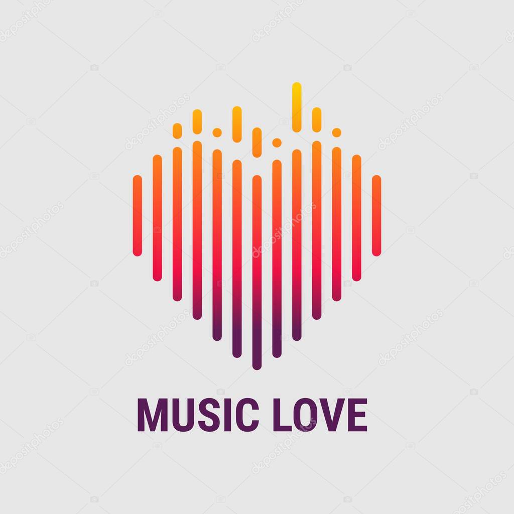 EQ logo in the shape of a heart. Design your favorite music.