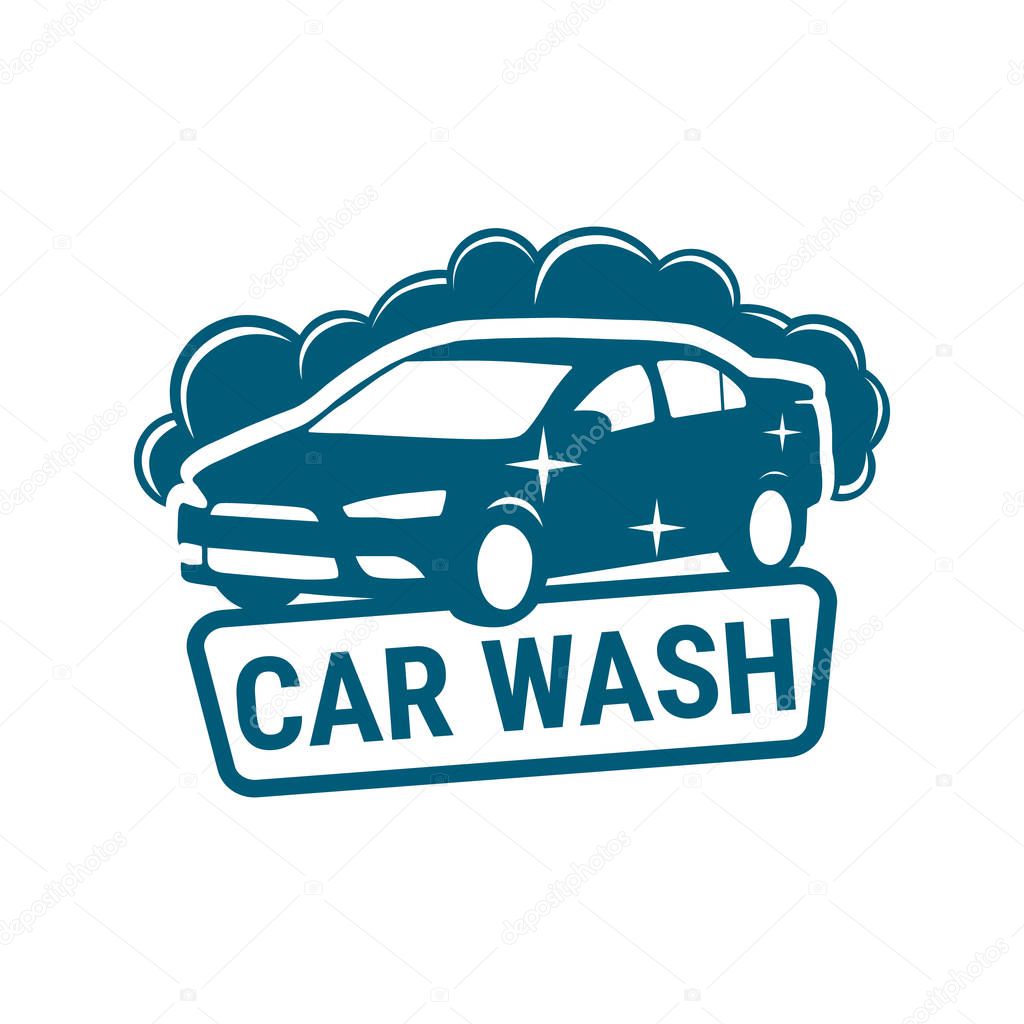 Logo car wash. Logo business car wash water. Vector icon design of car cleaning service. Vector illustration