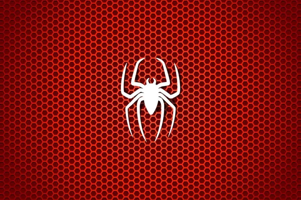 Weiße Silhouette einer Spinne auf zellenrotem Hintergrund. Vektorillustration lizenzfreie Stockillustrationen