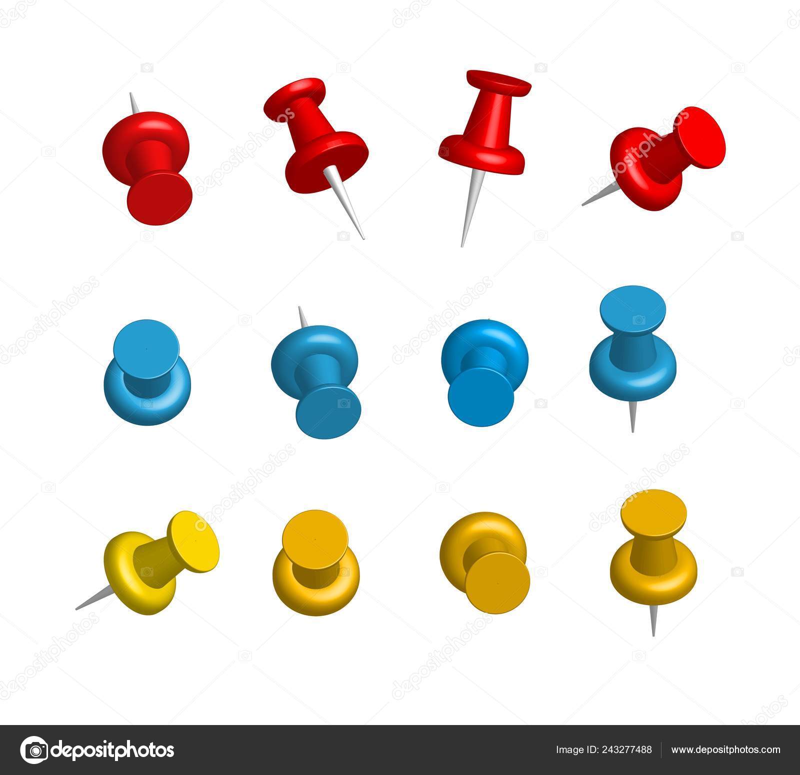 Red push pin isolated Royalty Free Vector Image
