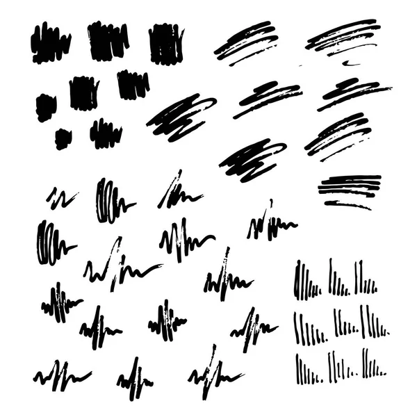 Vector Illustration Brush Strokes Grunge Style Set Hand Drawn Design — Stock Vector