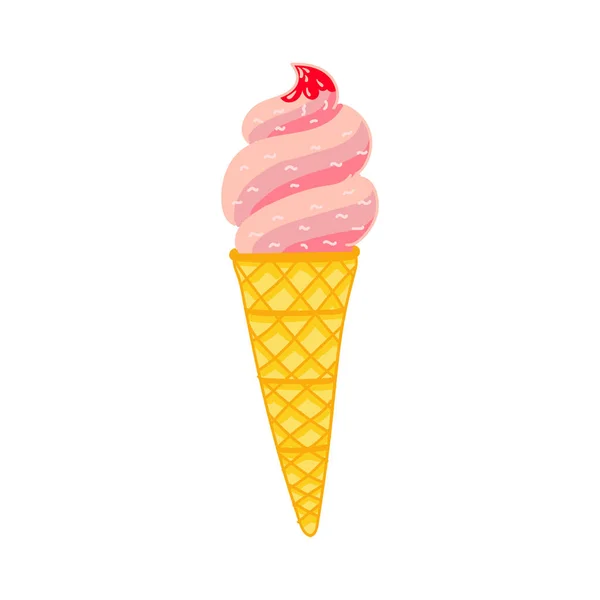 明るい漫画のスタイルでアイスクリームのベクター イラストです 白い背景で隔離の素敵な色のアイスクリーム ベクトル プロダクト デザインのかわいい落書きイラスト — ストックベクタ