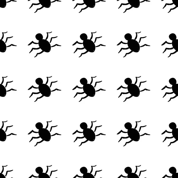 Vector Illustration Halloween Seamless Pattern Elements Doodle Cartoon Style Spider — Stock Vector