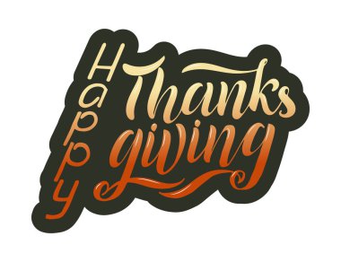 Poster yazı çizilmiş Happy Thanksgiving tipografi el