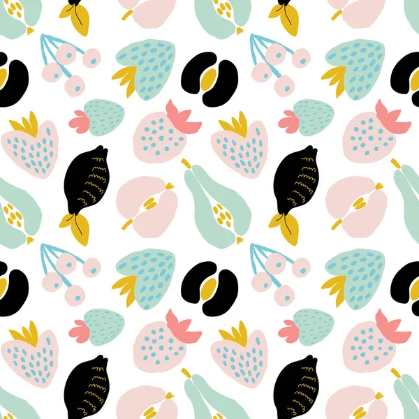 Abstract seamless pattern with fruits and berries