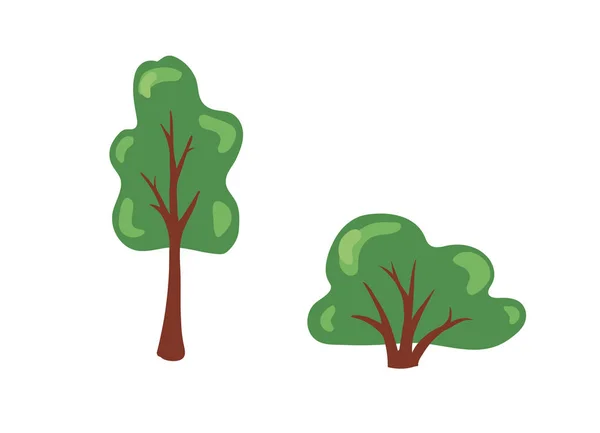 Cartoon bush and tree set. Vector trees and bushes — Stock Vector