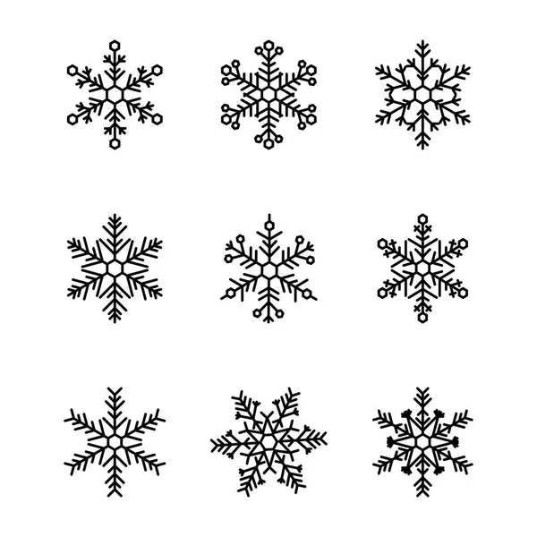 Collection de flocons de neige mignon isolé sur fond blanc — Image vectorielle