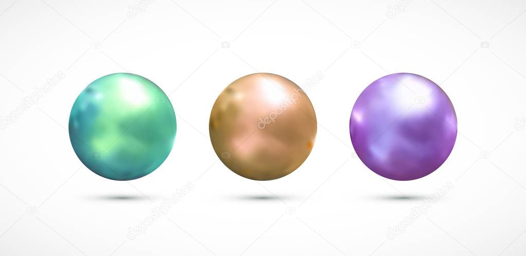 Set of realistic pearls isolated on a white background.
