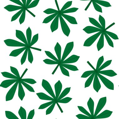 Fatsia yaprağı deseni. Tropik palmiye ağacı pürüzsüz izler bırakır. Vektör illüstrasyonu.