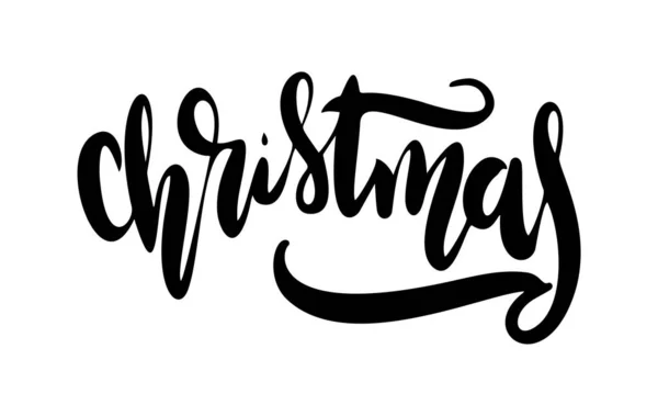 Vrolijk kerstfeest met de hand getekend spandoek. Typografie embleem. Tekst kalligrafie inscriptie kaart ontwerp. Wintervakantie poster template. Geïsoleerde vectorillustratie — Stockvector