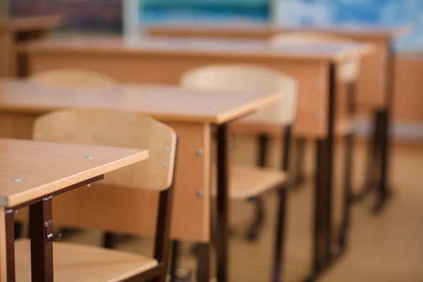 Sala Aula Fundo Desfocado Sem Jovem Estudante Vista Turva Sala — Fotografia de Stock