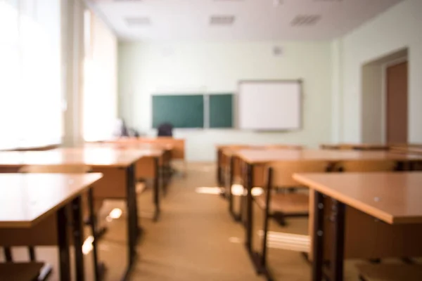 Aula Escuela Fondo Borroso Sin Estudiante Joven Vista Borrosa Sala — Foto de Stock