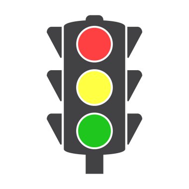 Trafik ışığı simgesi, trafik ışığı düz vektör çizim.