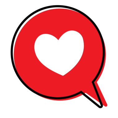 Kalbinde bir konuşma balonu, vektör aşk simgesi.