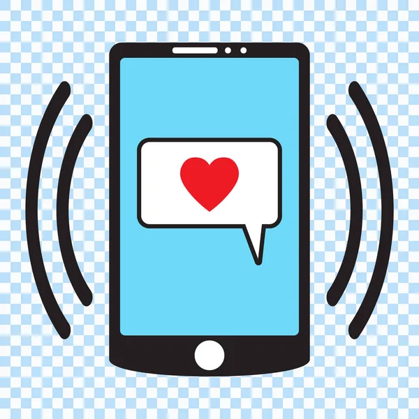 Smartphone Heart Speech Bubble Mobile Phone Love Message — Stock Vector