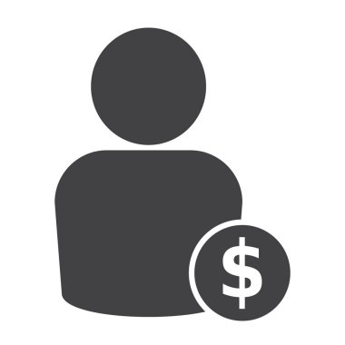 Kullanıcı kazanç simge vektör Illustration. Kullanıcı simgesi dolar simgesiyle