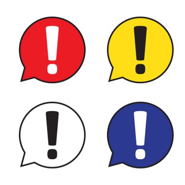 Ünlem işareti konuşma balonu, dikkat kutsal kişilerin resmi, vektör çizim