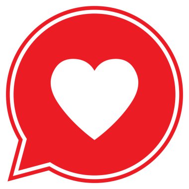 Kalbinde bir konuşma balonu, vektör aşk simgesi.