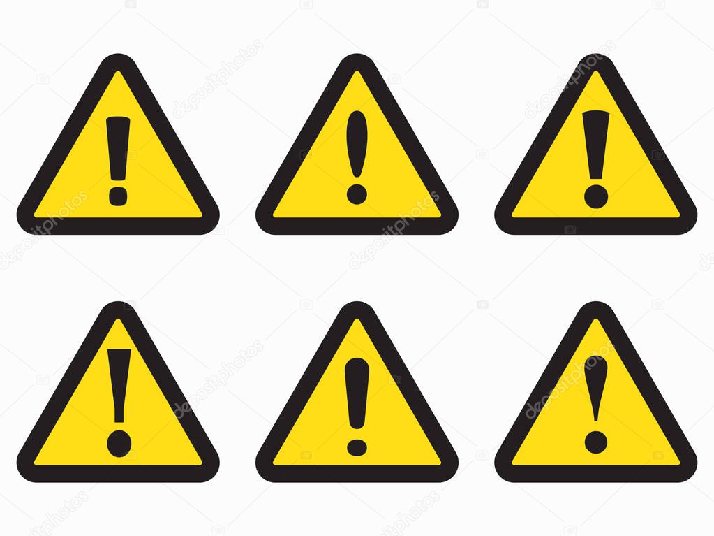 Warning sign, yellow and black triangle warning icon