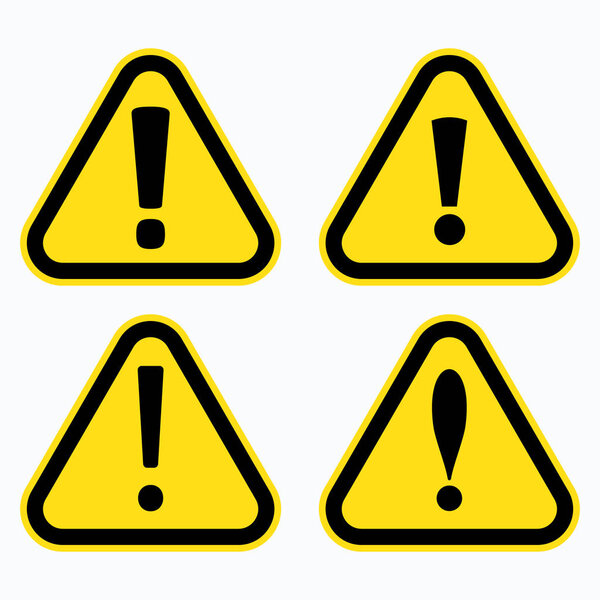 Знак опасности, предупреждающий знак, знак внимания. Значок опасности, предупреждающий значок, значок внимания.