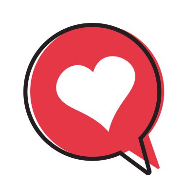 Kalbinde bir konuşma balonu, vektör aşk simgesi.