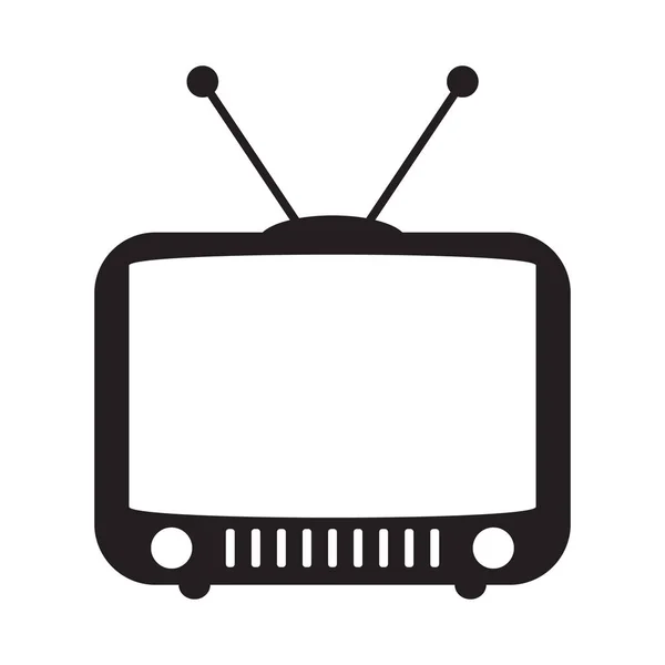 Ρετρό Εικονίδιο Τηλεόρασης Επίπεδη Στυλ Μαύρο Και Άσπρο Ρετρό Εικονίδιο — Διανυσματικό Αρχείο