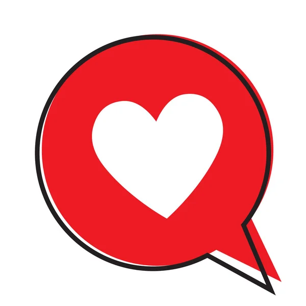 Hati Dalam Gelembung Ucapan Merah Ikon Cinta Ikon Hari Valentine - Stok Vektor