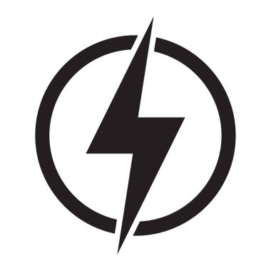 Yıldırım, elektrik güç vektör logo tasarım öğesi. Enerji ve gök gürültüsü elektrik sembolü kavramı. Yıldırım cıvata işareti daire.