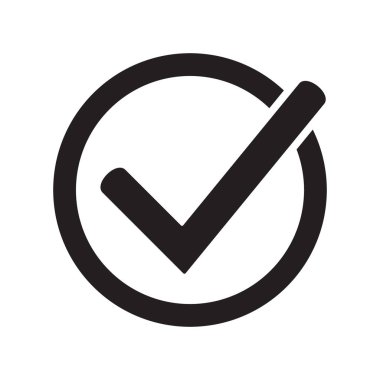 Onay işareti simgesini bir daire içinde. Kene sembolü, vektör çizim.