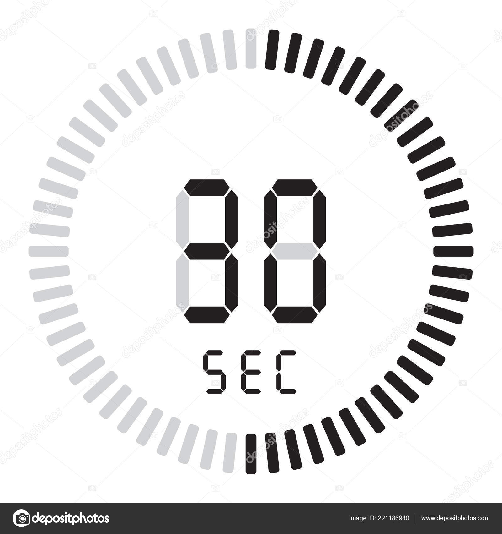 Stopwatch digital countdown timer with minutes and seconds vector