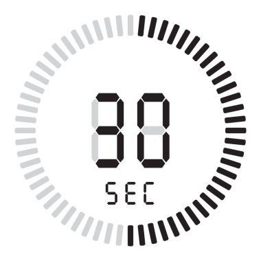 Dijital zamanlayıcı 30 saniye. başlangıç vektör simgesi, saat ve saat, Zamanlayıcı, geri sayım sembolü degrade bir arama ile elektronik kronometre.