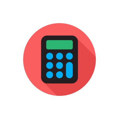 Hesap makinesi simge circle gölge ile düz tarzda vektör.