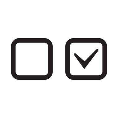 Boş ve işaretlenmiş kutucuk vektör simgesi seti.