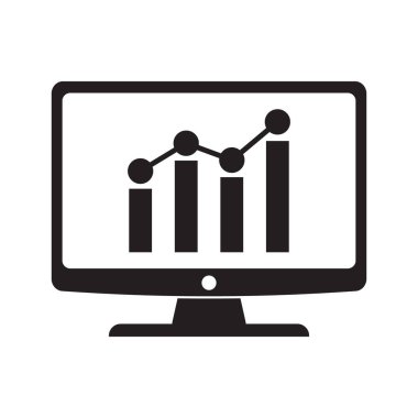 Çubuk grafik izleme simgesi, monitör ile çubuk grafik vektör simgesi