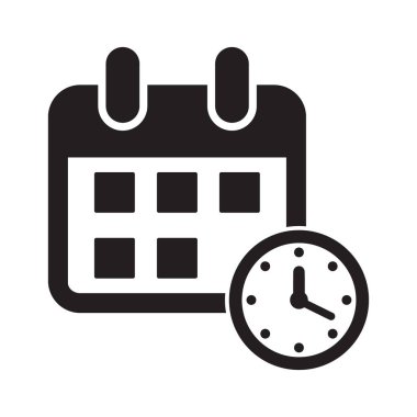 Saat simgesi ile düz takvim. Duvardaki takvim. Vektör çizim.