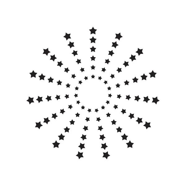 Star Elements Halftone Rays Isolated White Background Black Logo Geometric — Stock Vector