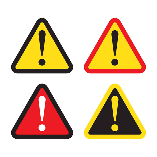 Знак опасности, предупреждающий знак, знак внимания. Значок опасности, предупреждающий значок, значок внимания..